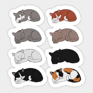 Sleeping Six Cats Sticker